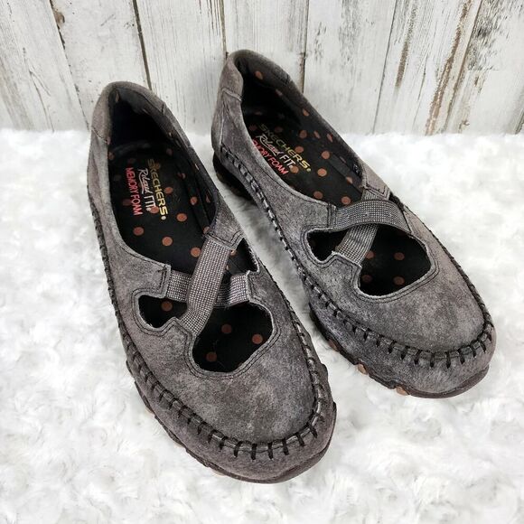 Skechers Relaxed Fit Leather Mary Jane Casual Shoes Brown Size 6 - Picture 1 of 10